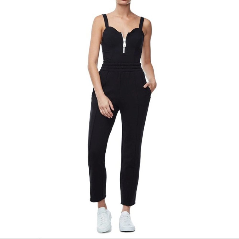 NEW Good American Good Sweats Black Sweatpants High Waisted Cutoff NWT